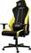 Gaming chair with black and yellow design, headrest and armrests for comfort. Suitable for long gaming sessions.