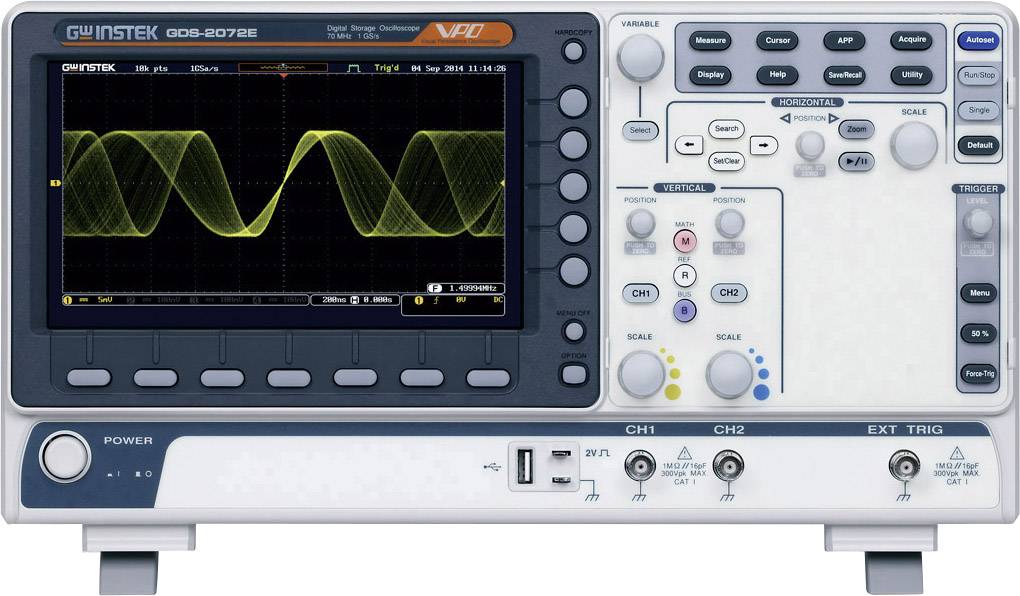 GW Instek MDO-2072EX Digital 70 MHz 1 GS/s 10 MP 8 Bit Digital storage (DSO), Spectrum analyzer, Multimeter functions 1 pc(s)