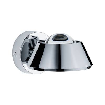 Modern wall lamp with chrome-plated casing and semi-circular shape, suitable for stylish interior design and indirect lighting.
