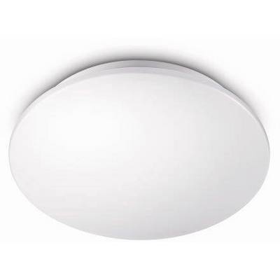 White round LED ceiling light with smooth surface, suitable for modern interiors.