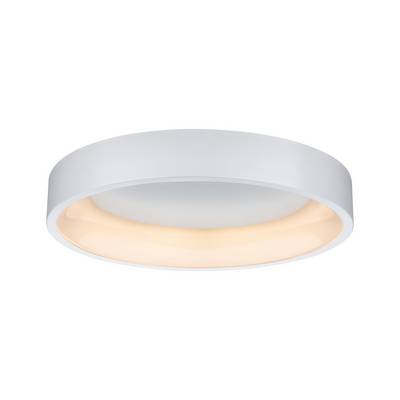 White, round ceiling light with warm lighting.
