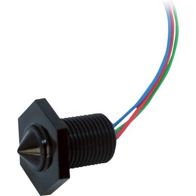 Black cone switch with cables in red, green and blue, suitable for electronic applications or DIY projects.