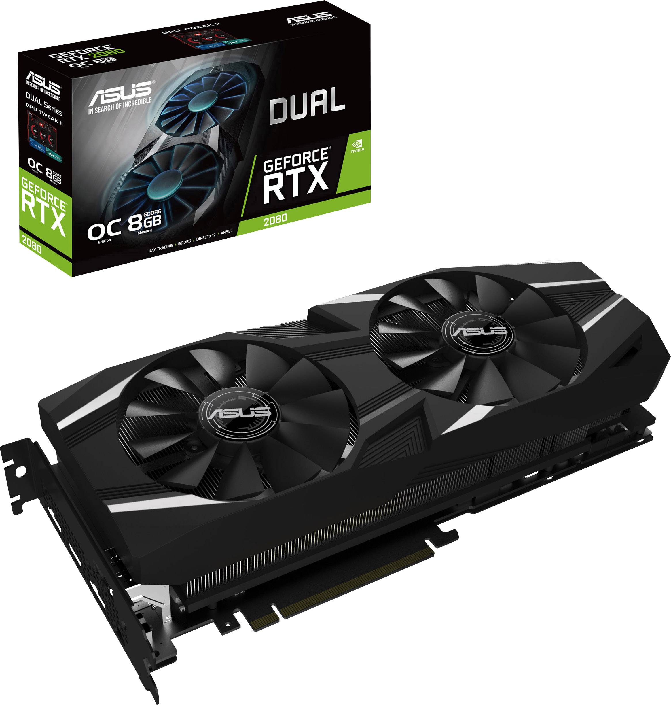 Asus GPU Nvidia GeForce RTX2080 Dual Overclocked 8 GB GDDR6 RAM PCIe x16 HDMI™, DisplayPort, USB-C™