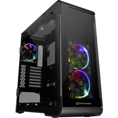 Thermaltake View 32 Tempered Glass RGB Midi tower PC casing Black 3 built-in LED fans, Window, Tool-free HDD bracket, LC compatibility