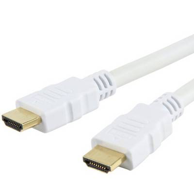 TECHly HDMI Cable HDMI-A plug 1.00 m White ICOC-HDMI-4-010WH 4K UHD, Shielded HDMI cable-0