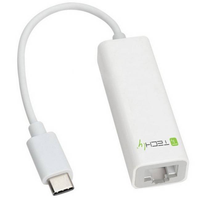 TECHly IADAP-USB31-ETGIGA USB / RJ45 Adapter [1x USB-C® plug - 1x RJ45 socket] Black 15.00 cm-2