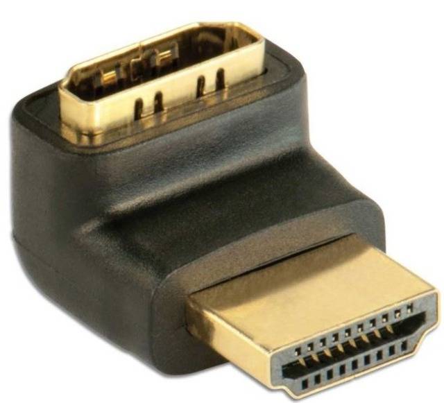 TECHly IADAP-HDMI-L HDMI Adapter [1x HDMI plug - 1x HDMI socket] Black 90-degree socket-0