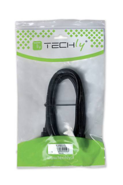 TECHly HDMI Cable RJ45 connector 0.50 m Black ICOC-HDMI-4-005 PVC coating, triple shielding, Braided shield, Metal foil -7