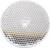 Round, reflective bicycle reflector in silver colour with a faceted surface that refracts light in multiple colours.