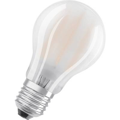 A light bulb with a silver base and transparent glass, revealing the glowing filaments inside.