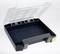 Open empty plastic box with transparent lid and grey handle, suitable for storing tools or small parts.