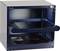 Metal filing cabinet with two pull-out drawers and a lock on the right-hand side. Ideal for securely storing documents or items.