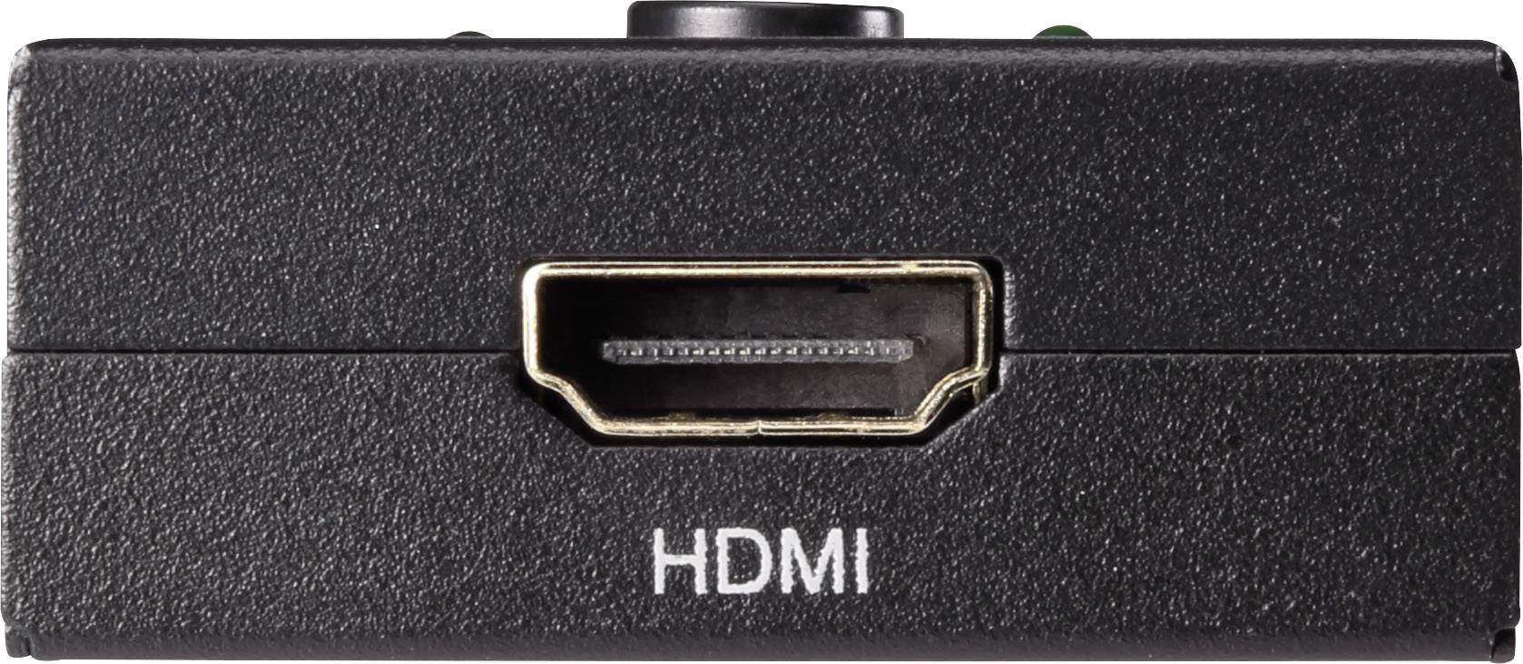 An HDMI port shown on a black metallic surface.