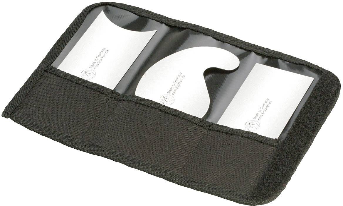 A black case containing three white cutting tools of different shapes. The tools are intended for wallpapering work.