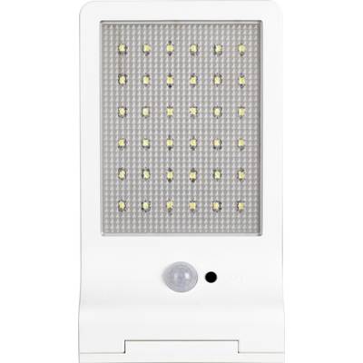 The image shows a rectangular white LED lamp with several small yellow lights. A sensor is located underneath it.