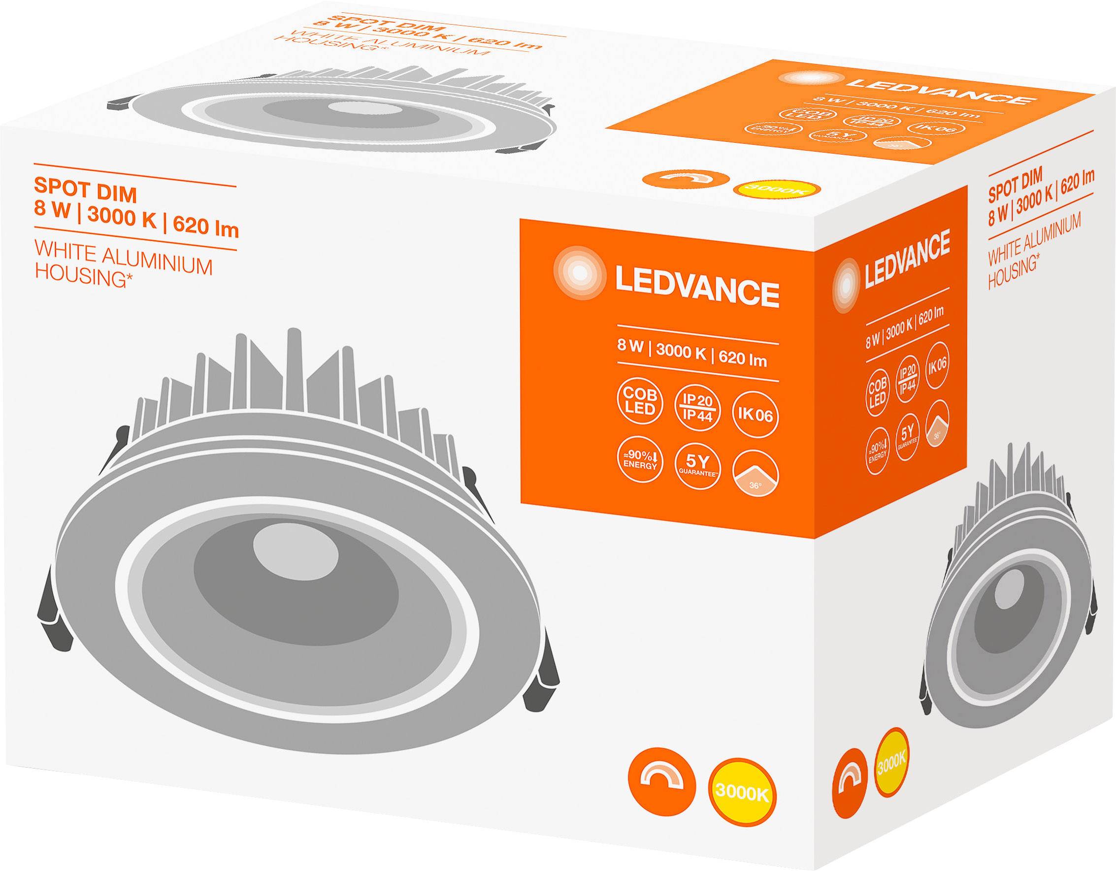 LEDVANCE SPOT DIM LED bathroom recessed light 8 W IP44 White