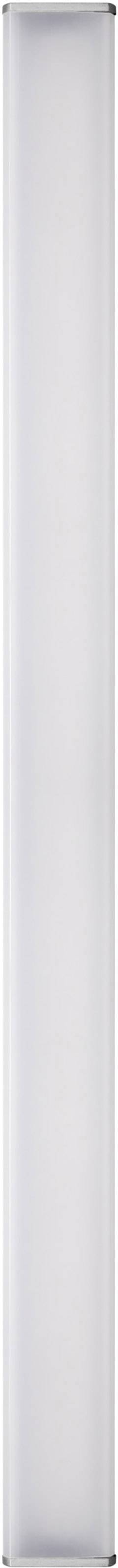 A narrow, silver metal profile, rectangular, with rounded edges, photographed from top to bottom.