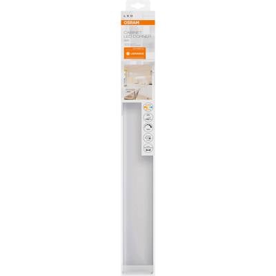 'OSRAM LED Panel'. White rectangular LED light module in packaging, ideal for kitchen lighting. Image of a modern kitchen in the background. Brand logo at the top.