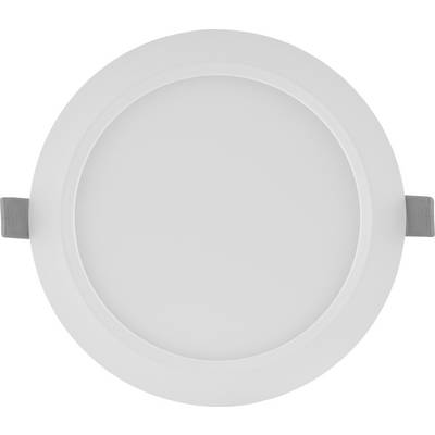 Round, white LED ceiling light with simple design; suitable for modern interiors.