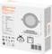 'Packaging for Downlight Slim RD DN 105, 6W, 4000K, 430 lm. Shows a circular luminaire with technical details and symbols.'