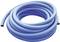 A coiled blue hose pipe on a white background.