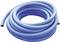 A coiled blue hosepipe lies on a light background. The hose has a smooth surface.
