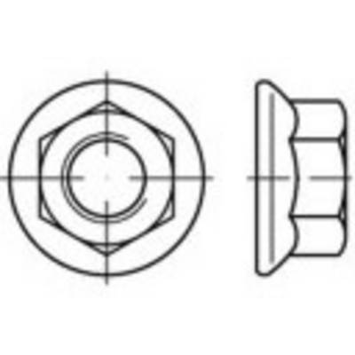 Technical drawing of a screw nut with side and top views, showing its form and structure.