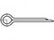 Technical drawing of a dowel pin with a round head and two equal-length, tapering legs.