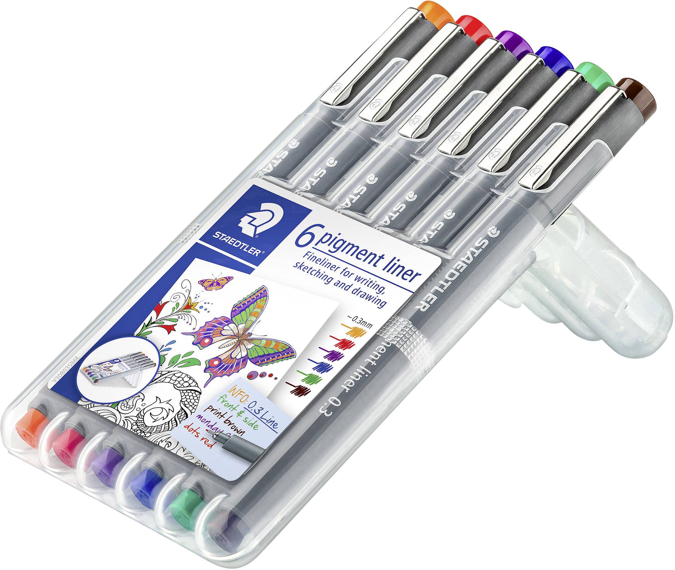 Staedtler 30803SSB6 pigment liner 308 Fineliner 6 pcs/pack Orange, Red