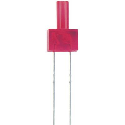 A red, rectangular, wire-leaded LED indicator with a long pin.