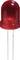 A red LED with two silver connectors, depicted on a white background.