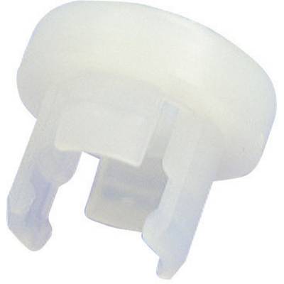 A white plastic clip with two protruding mounting arms.