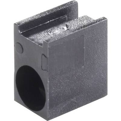 Black plastic block with rectangular shape, side opening, and textured surface.