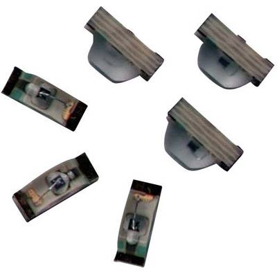 Six different SMD components for electronics on a white background, including resistors and capacitors.