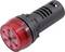 Warning light with red cap and ventilation openings, cylindrical shape, serves for visual warning or signalling in technical installations.