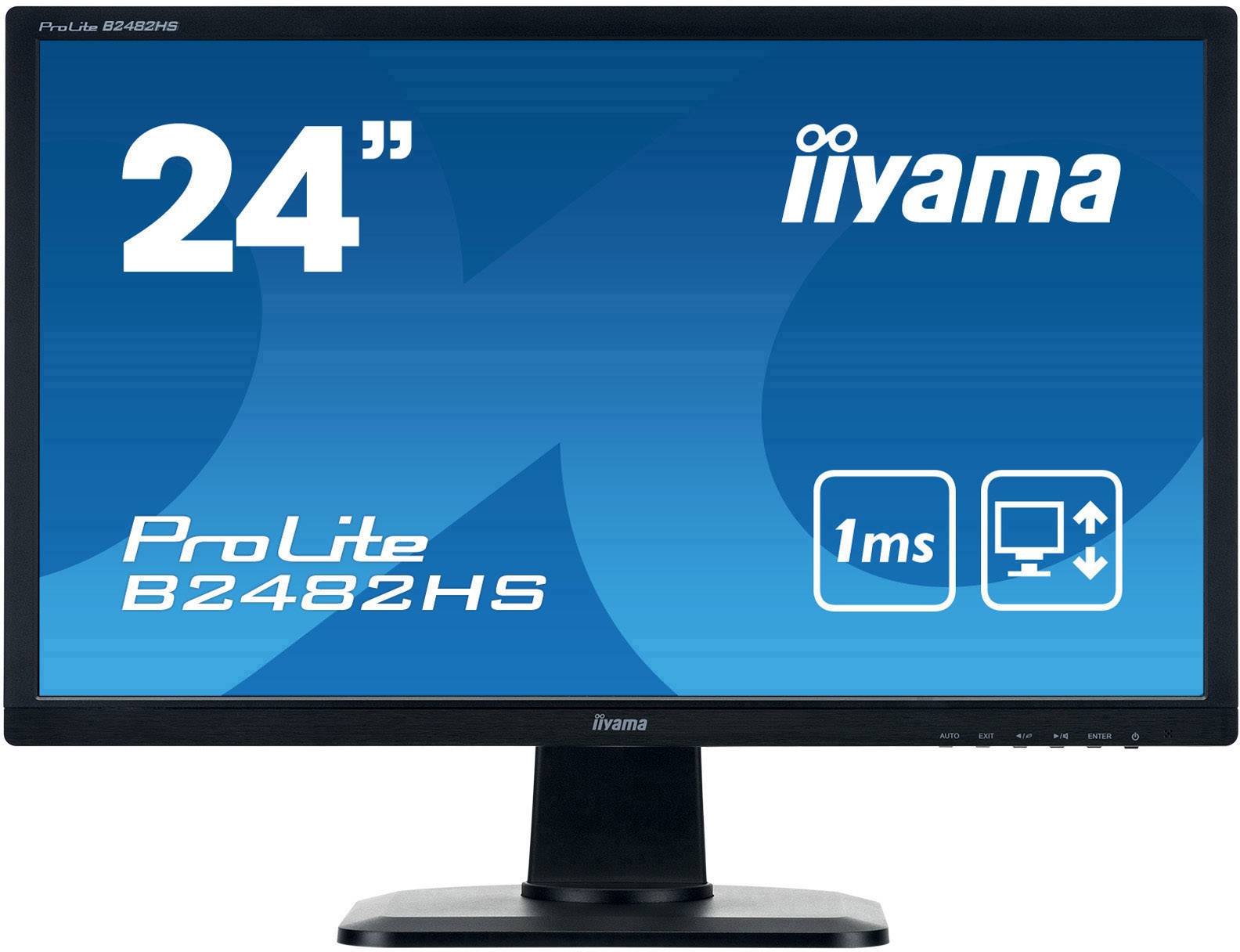 Iiyama ProLite B2482HS LED 61 cm (24 inch) EEC A (A+++ – D) 1920 x 1080 p Full HD 1 ms HDMI™, VGA, DVI, Audio stereo (3.5 mm jack) TN LED
