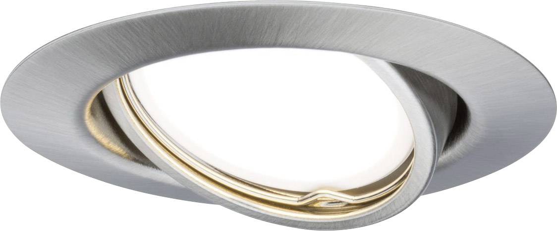 Recessed LED light in brushed steel with a pivoting ring. Ideal for flexible lighting in contemporary spaces.