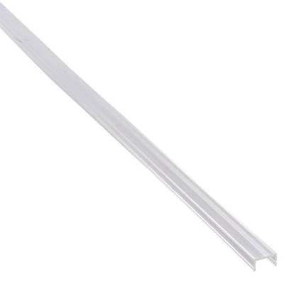 A long, transparent plastic strip with a C-shaped edge, possibly a skirting or architrave profile.
