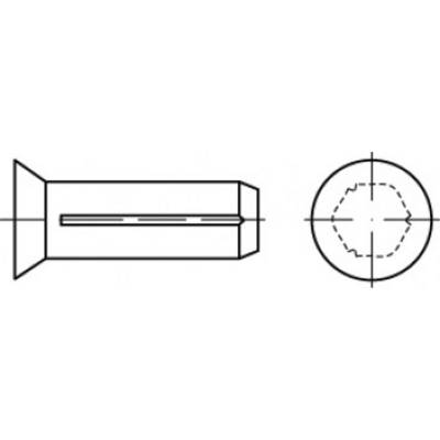 Technical drawing of a countersunk screw thread with milling ribs, front and side view.