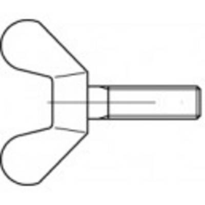 A technical drawing of a two-winged wing screw with a threaded pin, depicted in simple line work.