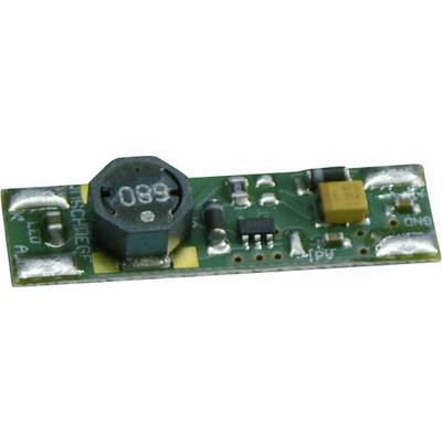 A green circuit board with various electronic components, including an inductor marked '680', several resistors and capacitors.