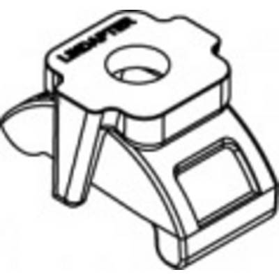 Linear drawing of a mechanical part with a central opening and side supports, with the text 'WAREHOUSE' underneath.