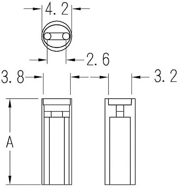 Technical drawing of a cylindrical component with diameters of 4.2 and 2.6, and additional measurements of 3.8 and 3.2.