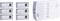 Six wireless doorbell push buttons on the left and a receiver with five adjustable melodies and speaker on the right.