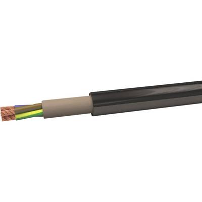 A multi-core, insulated electronic cable with a black outer sheath reveals exposed copper conductor wires on the left side.