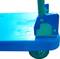 Blue platform trolley with green handle and transport wheels. Robust and suitable for transporting heavy loads.