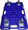 Blue plastic platform with four grey wheels, suitable for transporting boxes or heavy items.