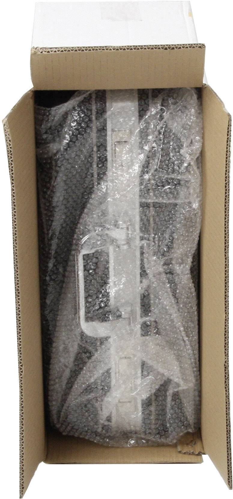 A computer case wrapped in bubble wrap, partially visible in an opened cardboard box.