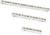 Three white ABB busbar systems of varying sizes. They have multiple electrical connection points and are printed with technical specifications.