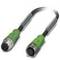 Green cable with two round plugs, typically used for industrial connections or control systems.